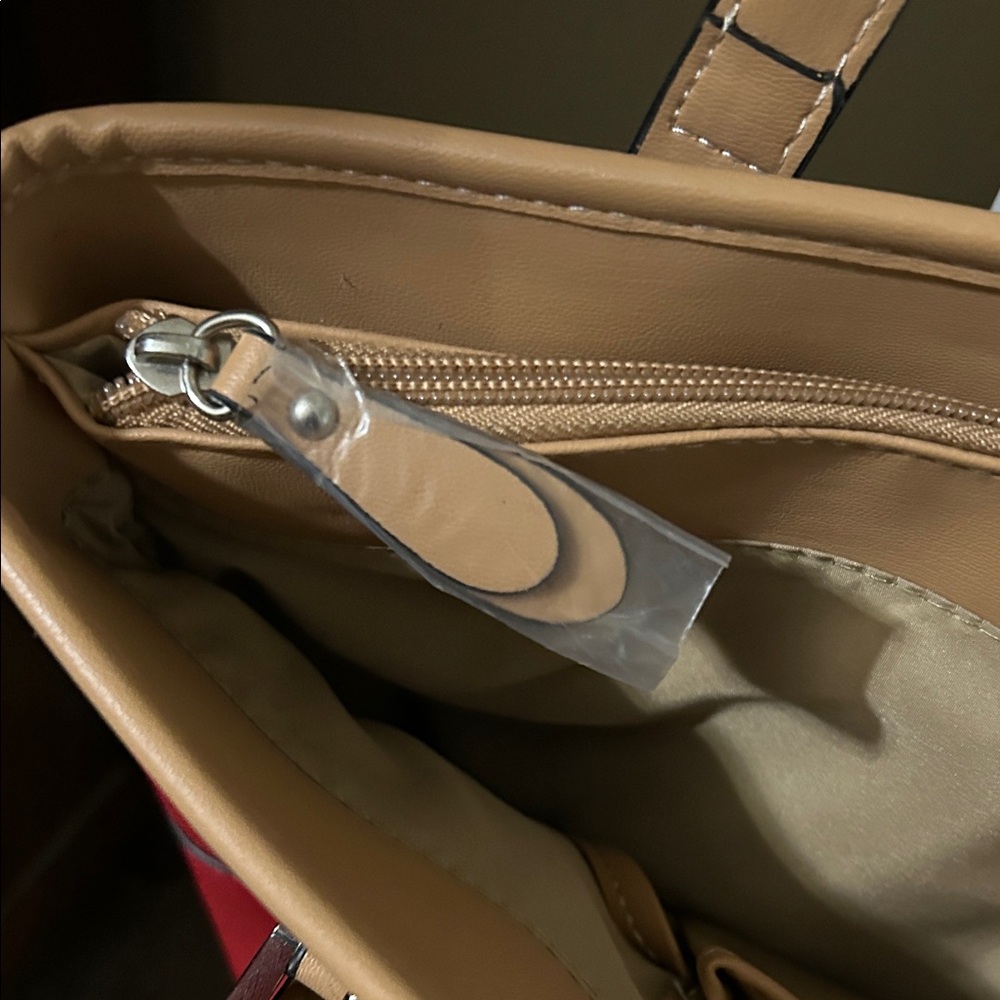 Giani Bernini Red and Tan Tote Bag - Picture 3 of 4
